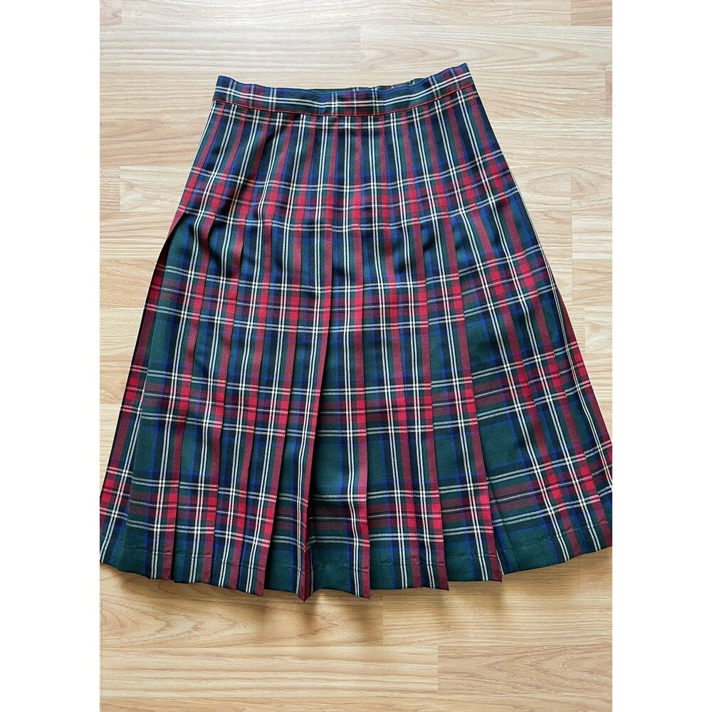 Pendleton VTG Pleated  Red Green Plaid Reversible Skirt Limited Edition Sz 6